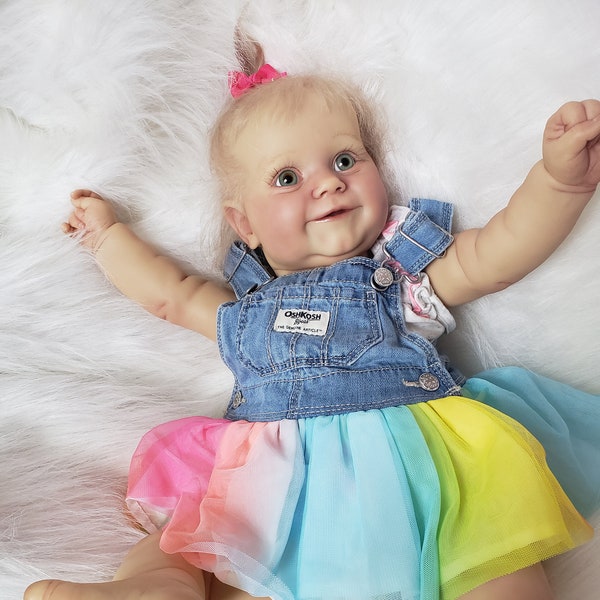 custom order, Maddie by Bonnie Brown, 24 Inch chubby toddler, baby girl , hand rooted, premium Russian mohair, German glass eyes, Popular