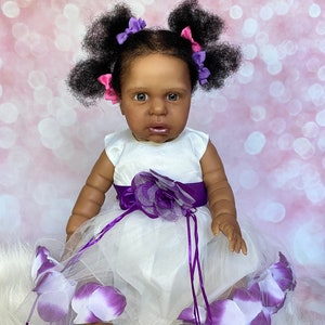 Margot by Cassie Brace, reborn vinyl doll with COA, limited edition doll #486 of 800, therapeutic toddler, biracial baby, Brazilian hair