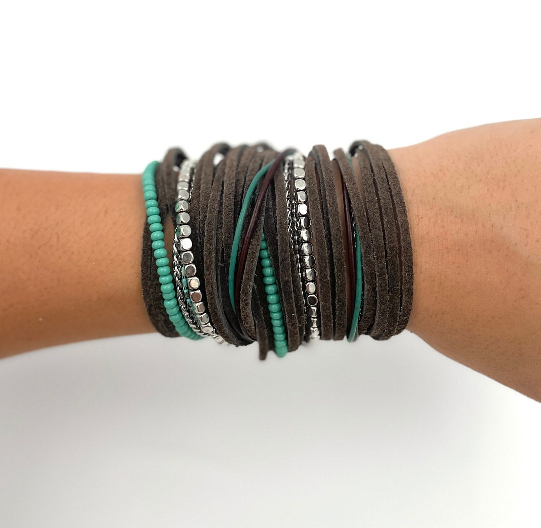 Leather Straps Bracelet Gift for Her Leather Bracelet for Etsy