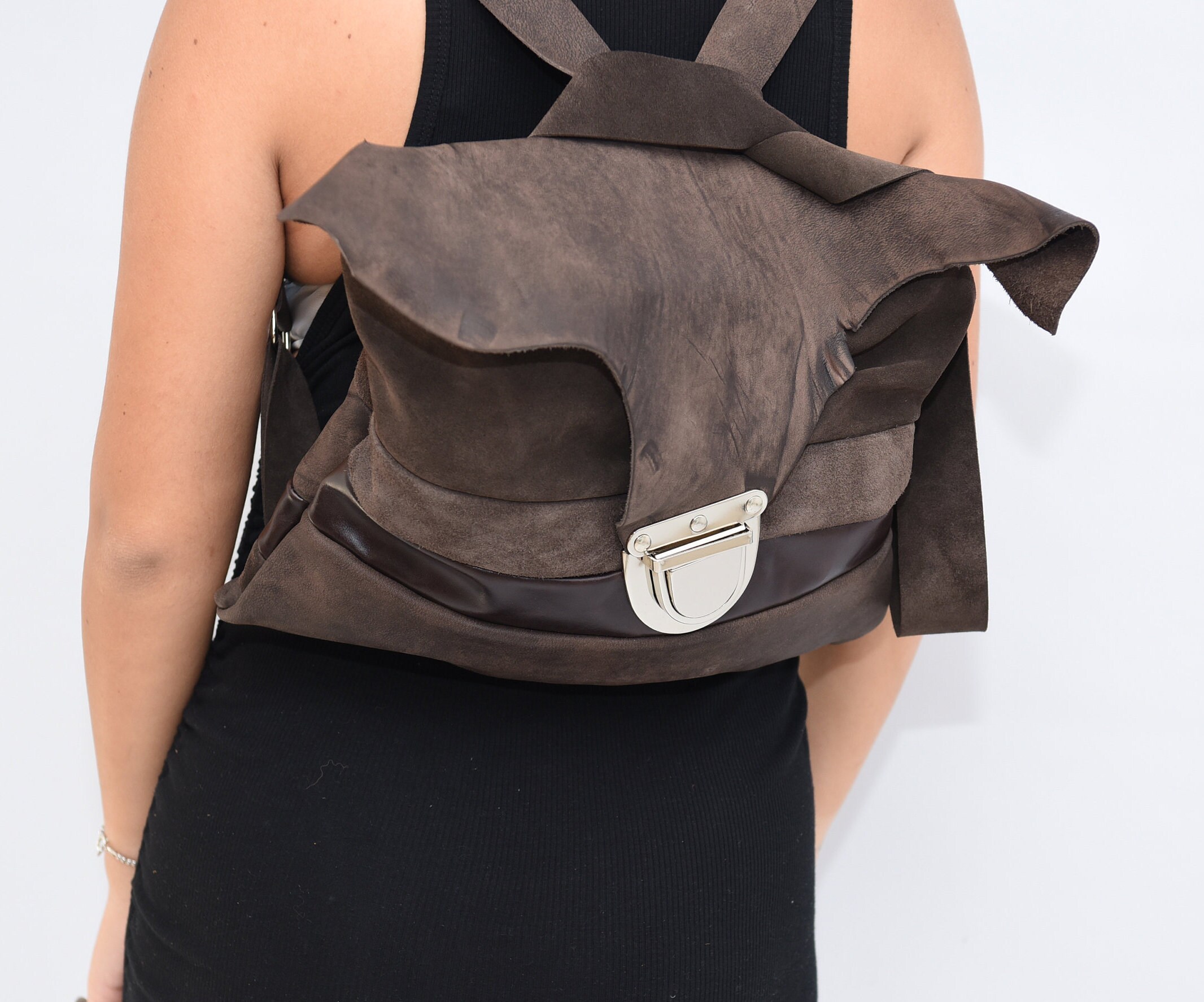Brown Leather Backpack Laptop Bag Lawyer Gite For women Etsy