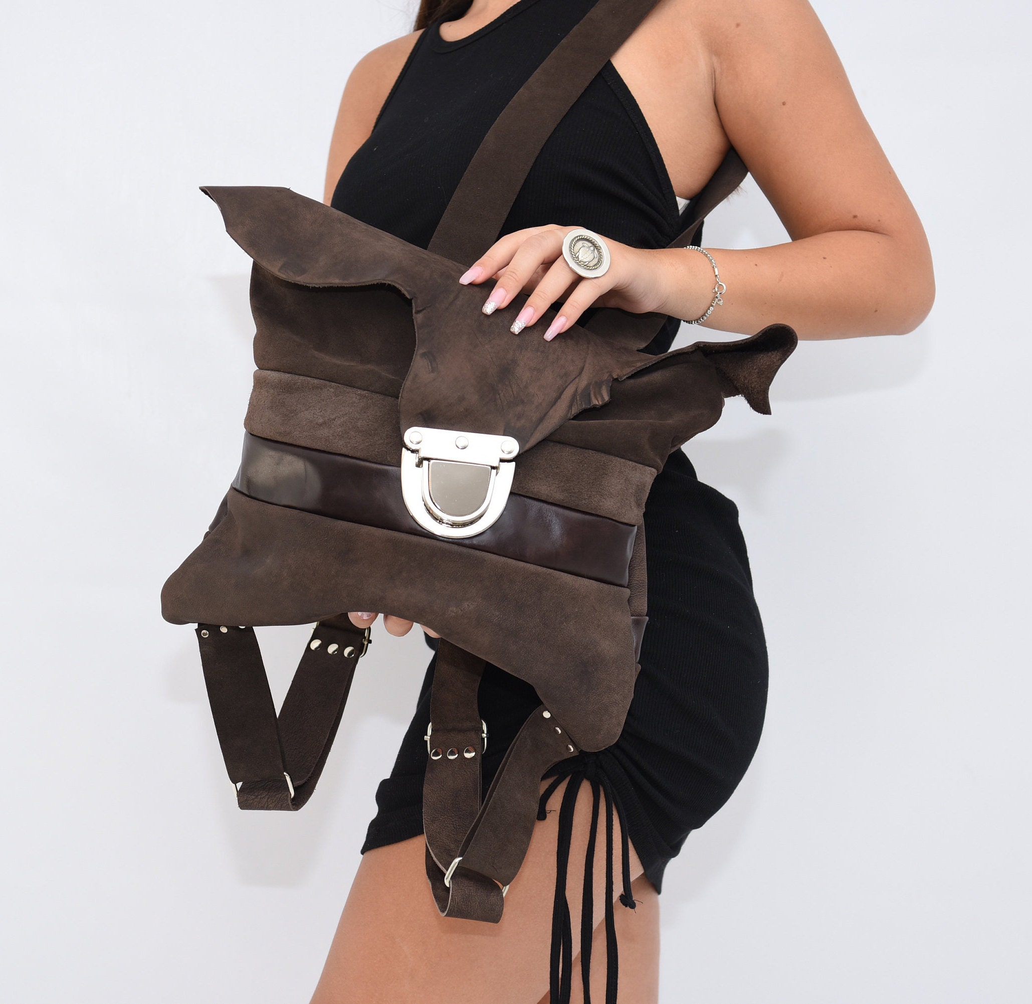 Brown Leather Backpack Laptop Bag Lawyer Gite For women Etsy