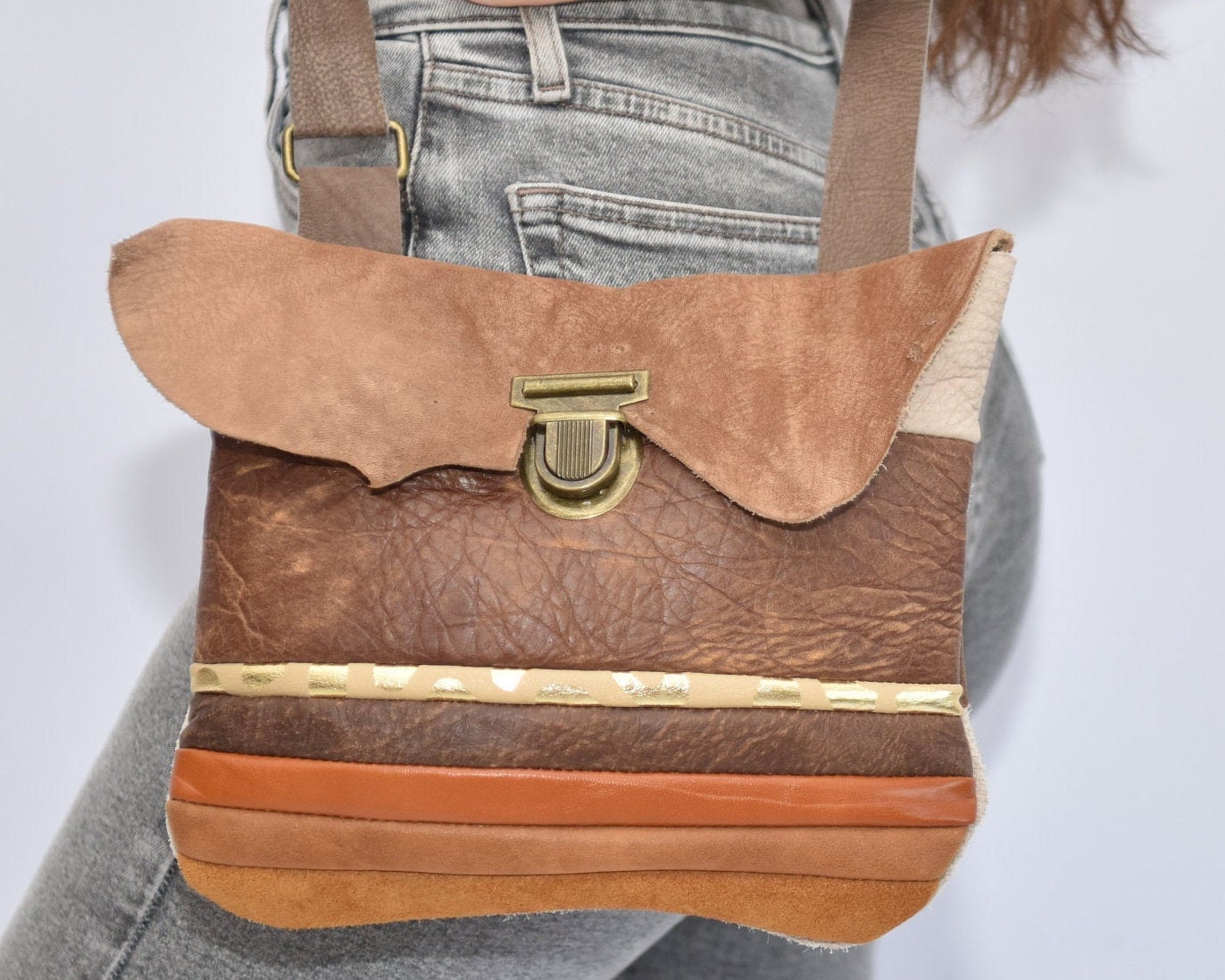 small brown leather tote bag
