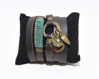 Turquoise Leather Bracelet, Leather Bracelet for Woman, Leather Wrap Bracelet for Woman, Leather jewelry For Woman, Wrap Bracelet