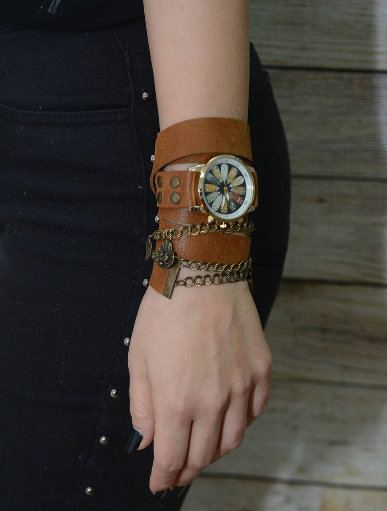 Leather Wrap Watch Womens Leather Wrap Bracelet Watch for Etsy