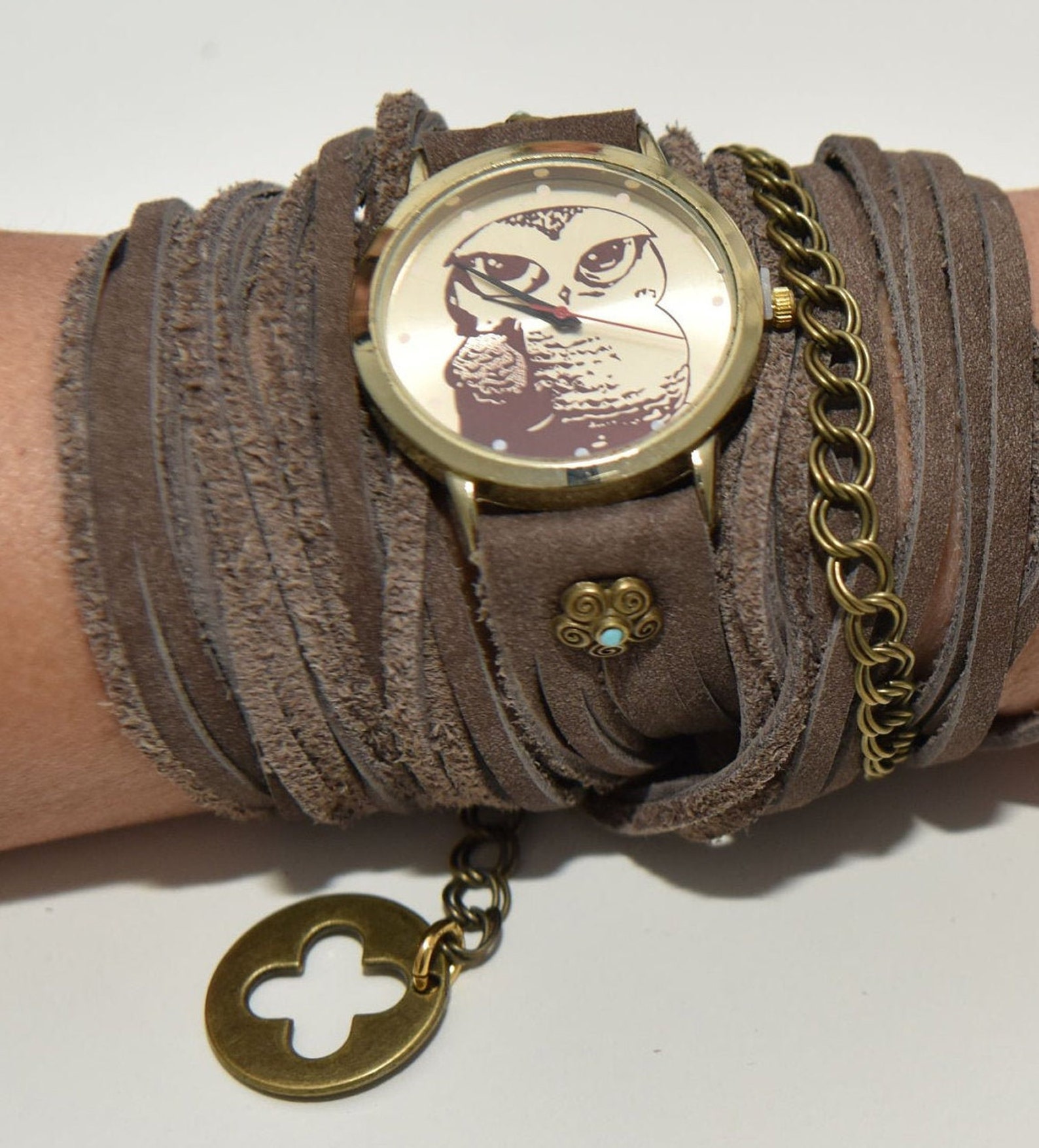 Leather Wrap Watch Women's Leather Wrist Watch Brown Etsy