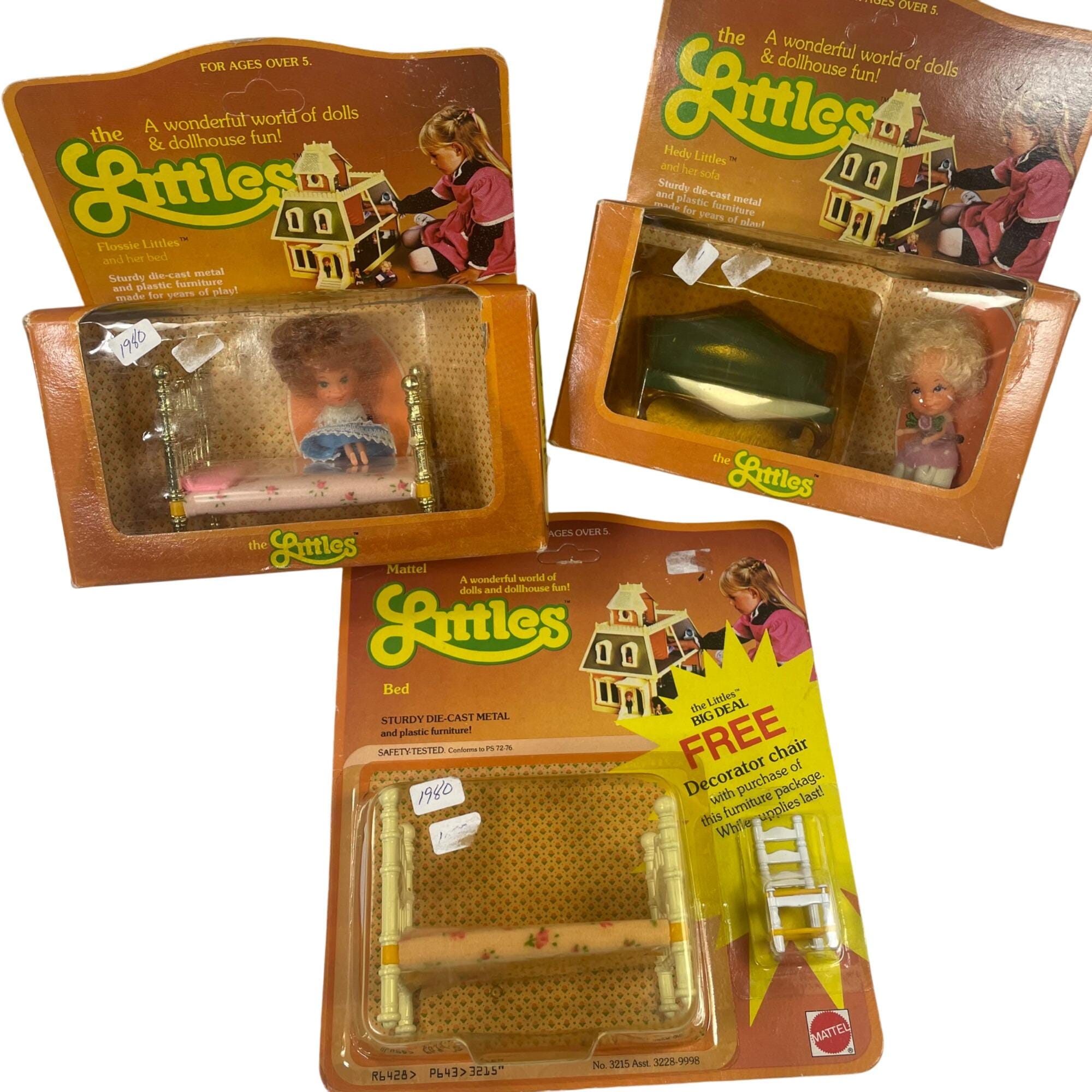 マテル　the Littles   Flossie 3 Mattel the Littles Vintage Dollhouse Set - Flossie Hedy Dolls