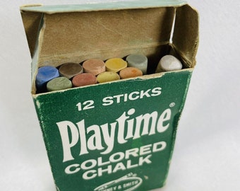 Crayola Box of Vintage Playtime Colored Chalk 11 Sticks Binney Smith New York