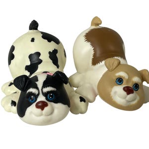 2 Vintage Hasbro Puppy Surprise Funtime Babies White Dog Pup Figures Rare