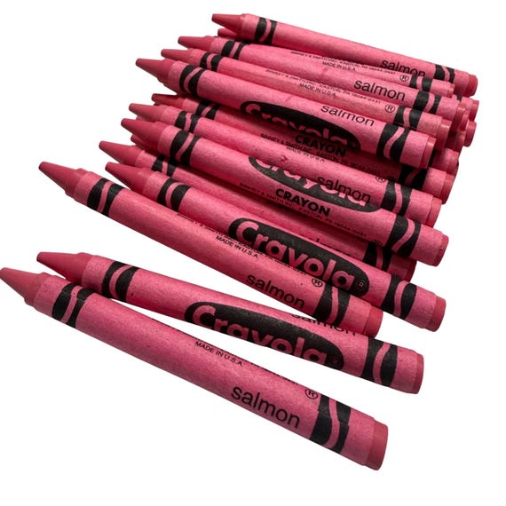 Vintage Retired Crayola Salmon Crayons Bulk Lot of 24 Pieces for