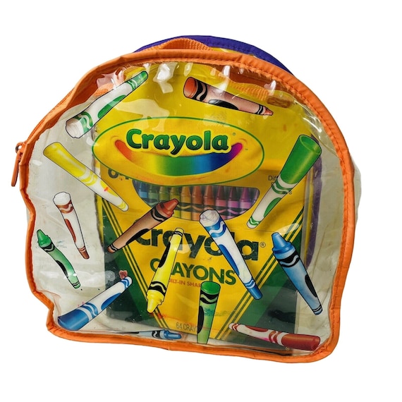 Crayola Clear Small Backpack and Unused 64 Crayon Box With