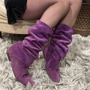Vintage Cobbies paarse suède slobkousen dames maat 10 tijdloze stijl