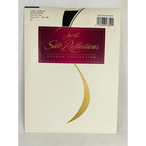 Vintage Hanes Silk Reflections Pantyhose Jet AB L… - image 1