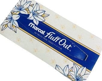 Vintage Fluff Out Marcal White Facial Tissues With Yellow Alert Made USA 100