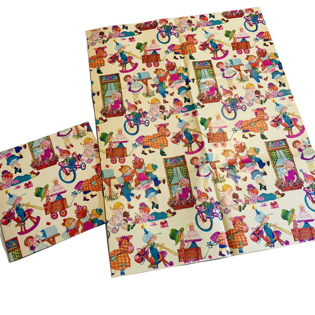 vintage-childrens-old-fashioned-birthday-gift-wrapping-paper-etsy
