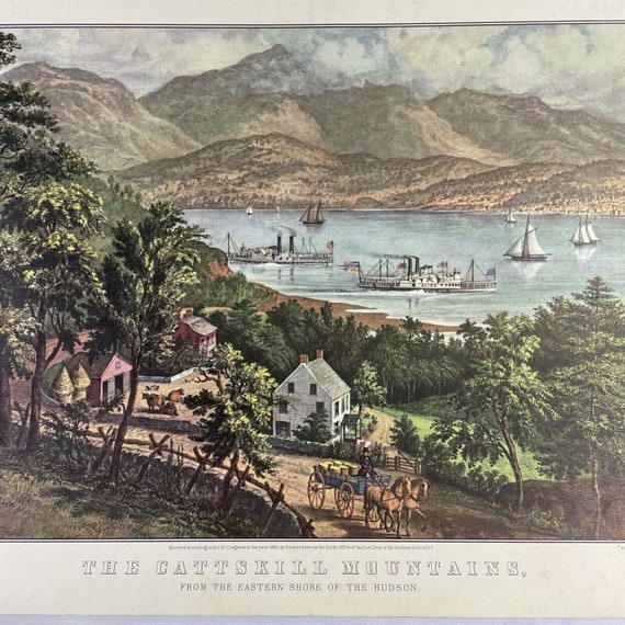 Travelers Calendar Page 16x11 Currier & Ives May 1958 the Cattskill  Mountain - Etsy