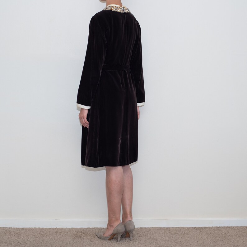1960 Gino Charles Vintage Chocolate Brown Velvet Dress With Etsy