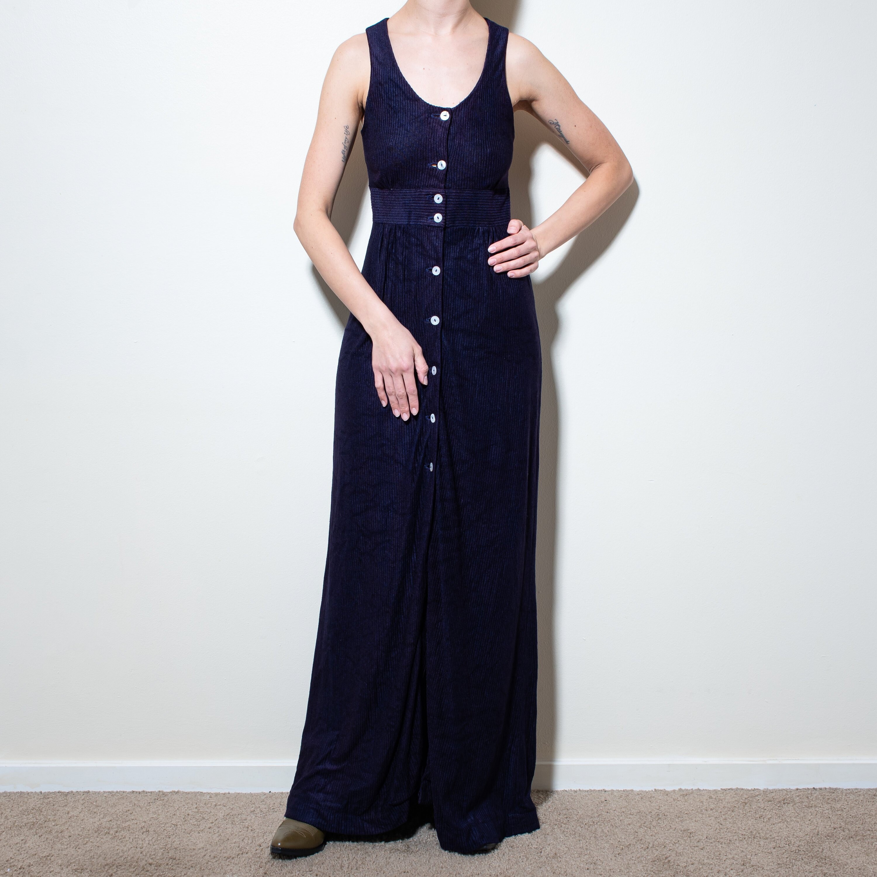 navy blue corduroy dress