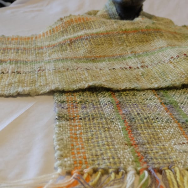 Hand-spun wool woven scarf