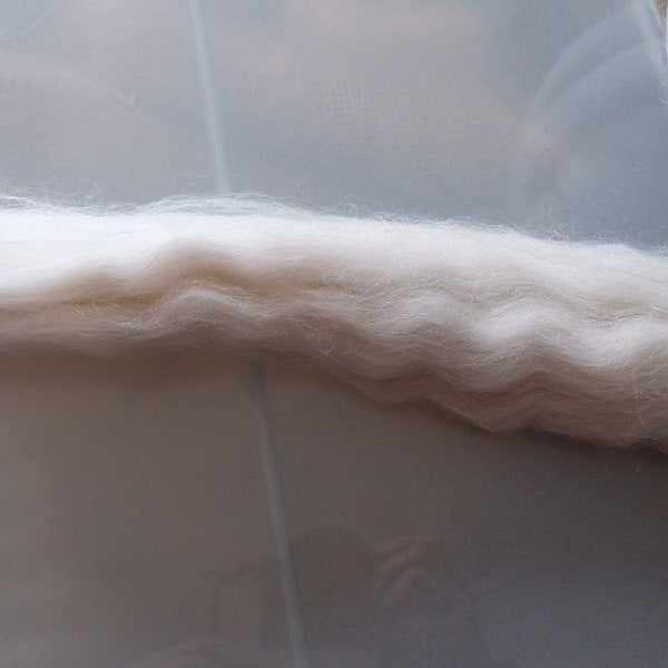 50 gr. Polwarth wool (1kg = 72 euros) in a roving, for spinning, weaving and felting