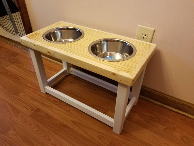 Elevated dog feeder. Dog feeding station with 2 bowls for Etsy