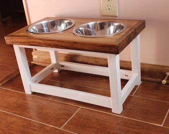 Elevated Dog Feeder: Wood Pet Feeding Station with 2 Bowls