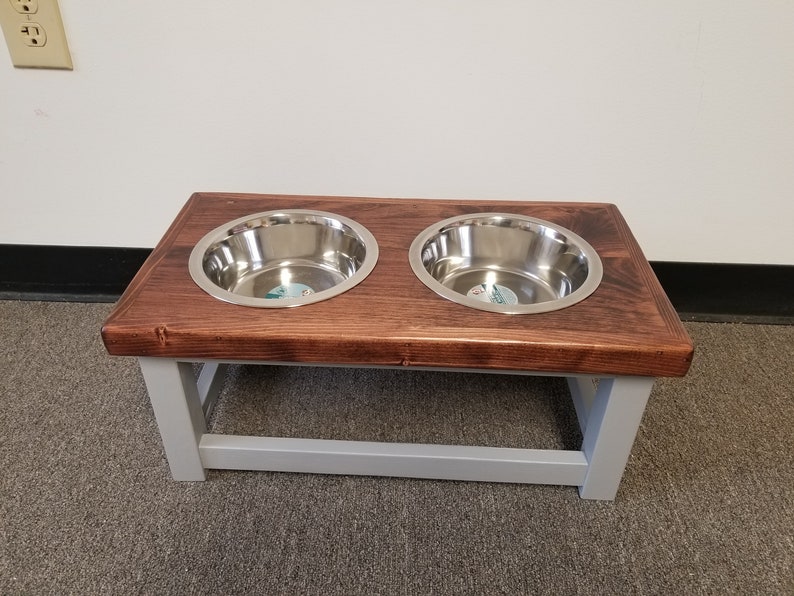 Elevated dog feeder. Dog feeding station with 2 bowls for Etsy