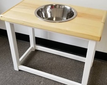 Elevated dog feeding table for Medium, Large or Extra Large dog. Great Dane bowl stand. Single bowl feeding station. Pet food bowl stand.