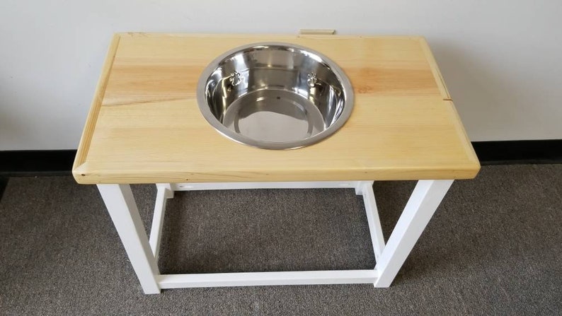 Pet food bowl stand. Elevated dog feeding table for Medium Single bowl feeding station Large or Extra Large dog Great Dane bowl stand