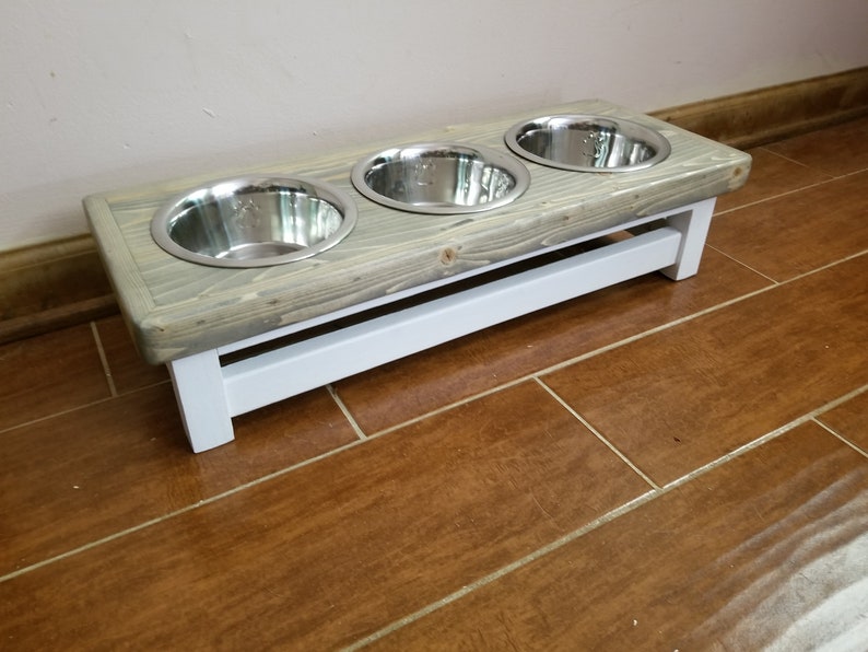 Elevated dog feeder with 3 bowls. Dog feeding station. Triple Etsy