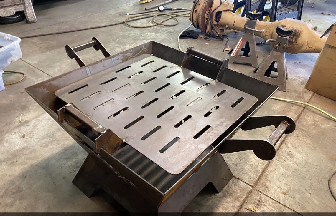 Custom square fire pit w/handles Etsy