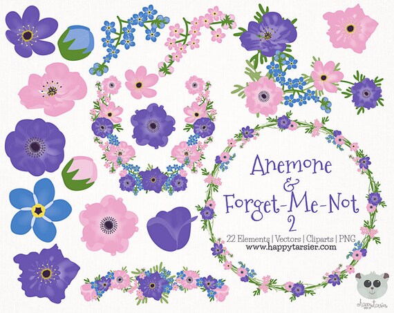 Flowers Clipart Anemone And Forget Me Not 02 Vector Graphics Etsy Flowers Clipart Anemone And Forget Me Not 02 Vector Graphics Etsy