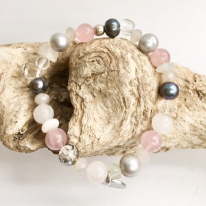 Gemstone bracelet, mala bracelet with rodonith, rose quartz and agate chakra bracelet healing rose quartz, agate and rodonite