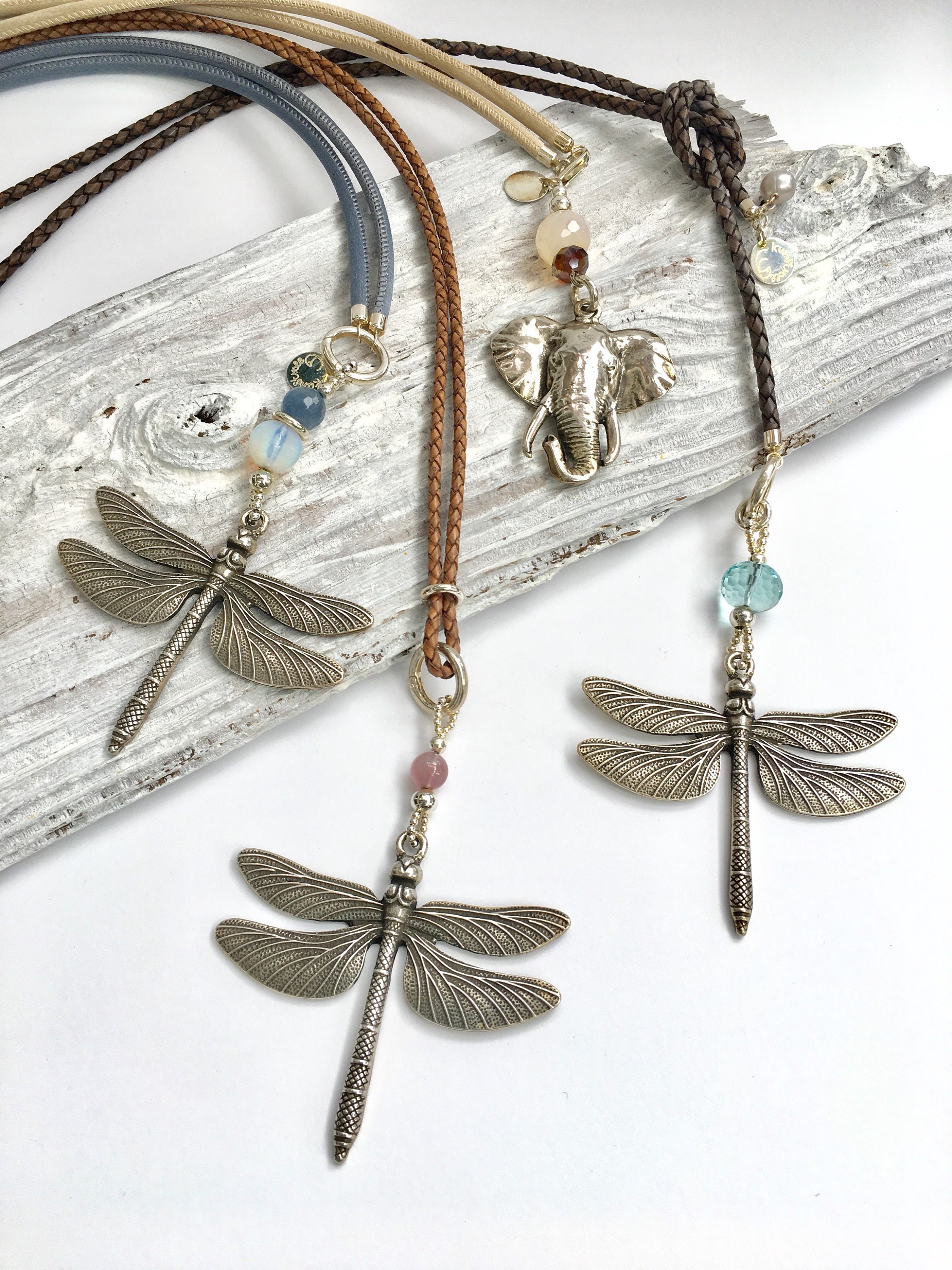 Dragonfly Leathernecklace... Dragonfly on the Leather Strap Etsy Ireland