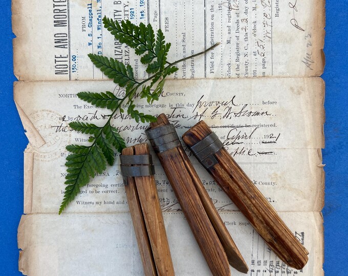 Antique Handmade, Wooden Clothes Pins. Set of 3. - Etsy