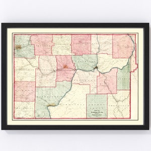 Warren County Map 1865, Vintage Warren County Map, Old Warren County Pennsylvania Art, Wall Art Gift for Warren County History Lovers Retro