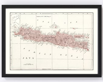 Java, Indonesia Map 1901, Vintage Java, Indonesia Map, Old Java, Indonesia Art, Wall Art Gift for Java, Indonesia History Lovers Retro Decor