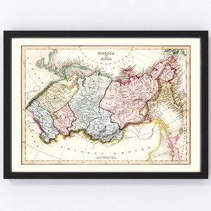 Russia Map 1832, Vintage Russia Map, Old Russia Art, Wall Art Gift for Russia History Lovers Retro Decor