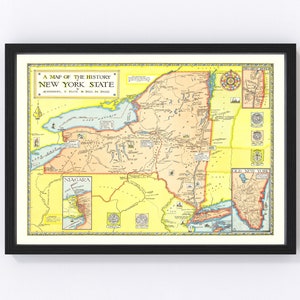 New York Map 1928, Vintage New York Map, Old New York Art, Wall Art Gift for New York History Lovers Retro Decor