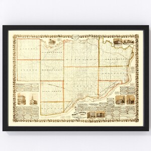 Scott County Map 1860, Vintage Scott County Map, Old Scott County Iowa Art, Wall Art Gift for Scott County History Lovers Retro Decor