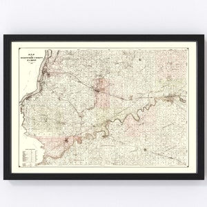 Whiteside County Map 1896, Vintage Whiteside County Map, Old Whiteside County Illinois Art, Wall Art Gift for Whiteside County History Lover