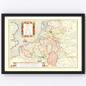 Belgium Map 1623, Vintage Belgium Map, Old Belgium Art, Wall Art Gift for Belgium History Lovers Retro Decor