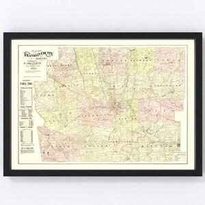 Franklin County Map 1883, Vintage Franklin County Map, Old Franklin County Ohio Art, Wall Art Gift for Franklin County History Lovers Retro