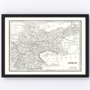 Germany Map 1893, Vintage Germany Map, Old Germany Art, Wall Art Gift for Germany History Lovers Retro Decor