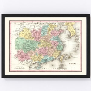 China Map 1836, Vintage China Map, Old China Art, Wall Art Gift for China History Lovers Retro Decor