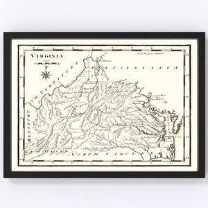 Virginia Map 1795, Vintage Virginia Map, Old Virginia Art, Wall Art Gift for Virginia History Lovers Retro Decor