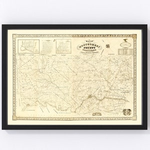 Montgomery County Pennsylvania Map 1849 - Old Map of Montgomery County Pennsylvania Art Vintage Print Framed Canvas Portrait History
