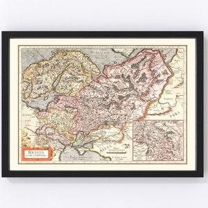 Russia Map 1623, Vintage Russia Map, Old Russia Art, Wall Art Gift for Russia History Lovers Retro Decor