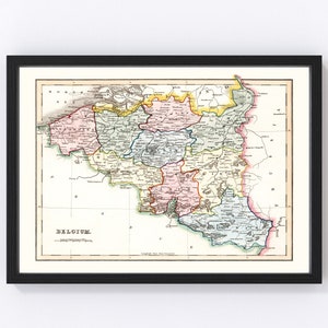 Belgium Map 1832, Vintage Belgium Map, Old Belgium Art, Wall Art Gift for Belgium History Lovers Retro Decor