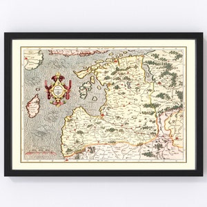 Latvia Map 1623, Vintage Latvia Map, Old Latvia Art, Wall Art Gift for Latvia History Lovers Retro Decor