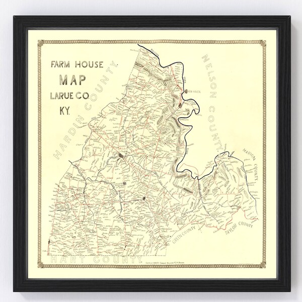 Larue County Ky Map Etsy